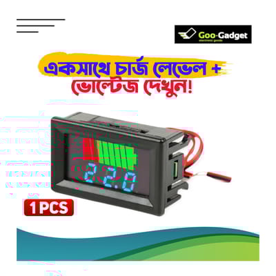 DC 12V-60V Battery Capacity Indicator | Lead-Acid Battery Charge Level LED Tester with Red Digital Voltmeter