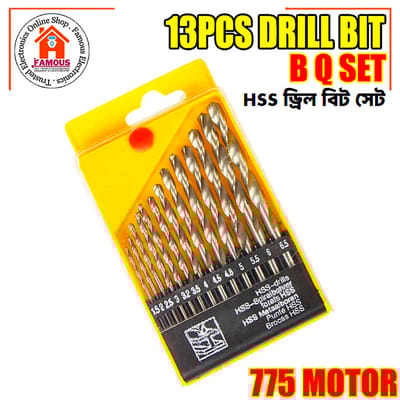 Drill Bit Set 1.5-6.5mm BLACK 13Pcs Set HSS Twist Drill Bit 1/16-1/4 Inch Tool Sets Drill Bit For 775 Motor Wood Work Drill Chuck