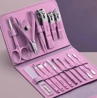 Nail Cutter - Nail Clippers Set, 16pcs Manicure & Pedicure Tools, Stainless Steel Nail Cutter Kit for men and women, with Leather Bag, Travel Grooming Kit for Facial, Cuticle and Nail Care