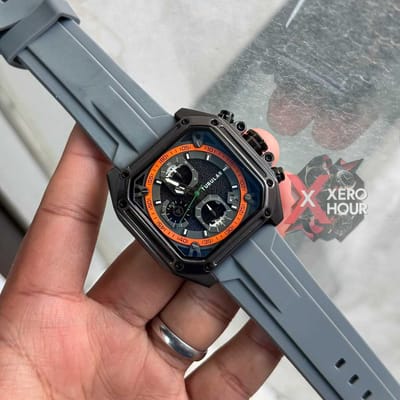 Tubular Sport SILICON | Grey Belt Matte SS Black Body | Chronograph