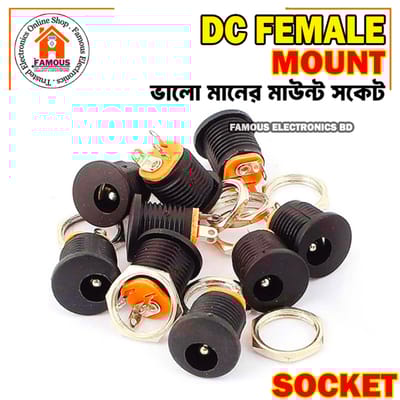 1PCS- Female Mount 2.1mm 3 Pin 5.5x2.1mm 5V 12V 24V DC Power Supply Socket