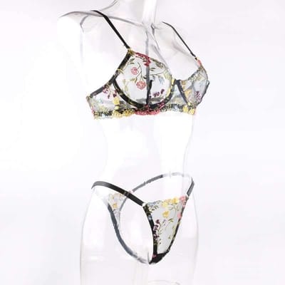 Elegant Floral Embroidered Lingerie Set - Image 8