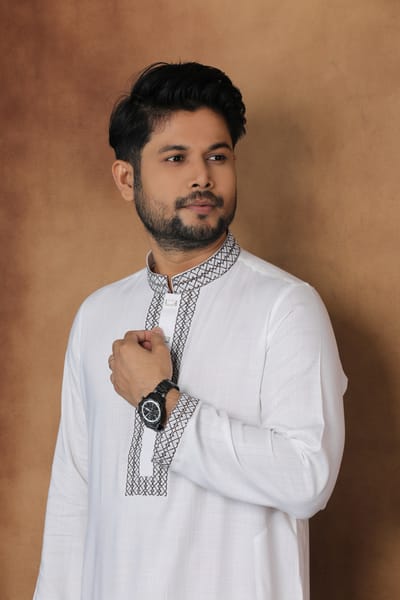 Ajwah Elegance Panjabi with black embroidery