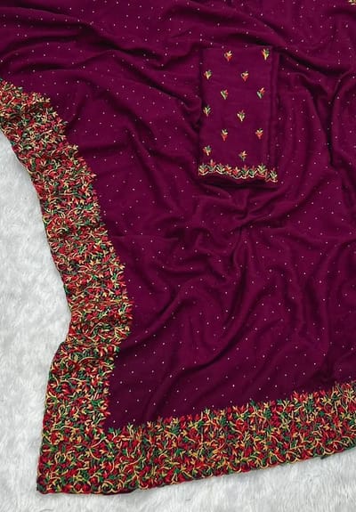 ধুপিয়ান সিল্ক শাড়ির সাথে ব্লাউজ পিস আছে - Image 3