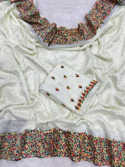 ধুপিয়ান সিল্ক শাড়ির সাথে ব্লাউজ পিস আছে - Image 4