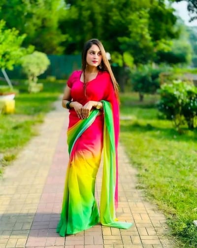 রেইনবো জর্জেট শাড়ি - Image 1