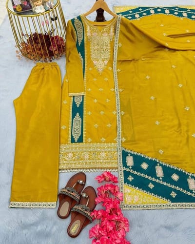 Indian Moslin Ambrodari 3 pieces - Image 2