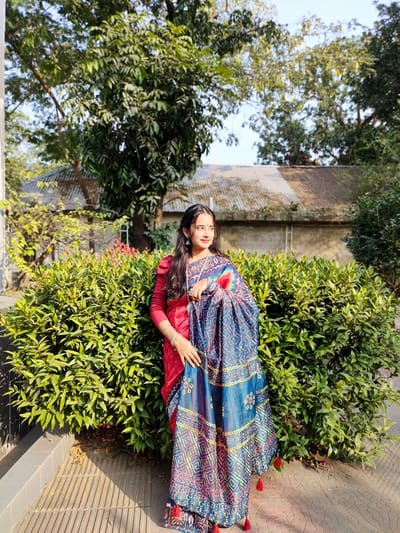 ডিজিটাল প্রিন্ট ভাইরাল শাড়ি ব্লাউজ পিস সহ - Image 1