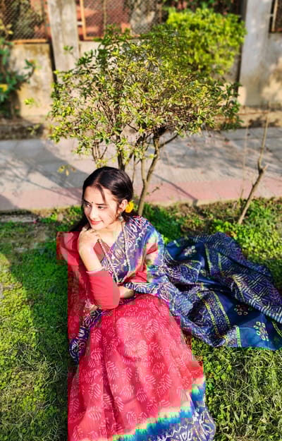 ডিজিটাল প্রিন্ট ভাইরাল শাড়ি ব্লাউজ পিস সহ - Image 3