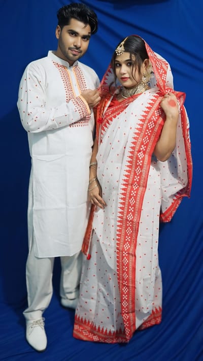 Panjabi Sharee with Blouse Piece Couple Set - Image 2