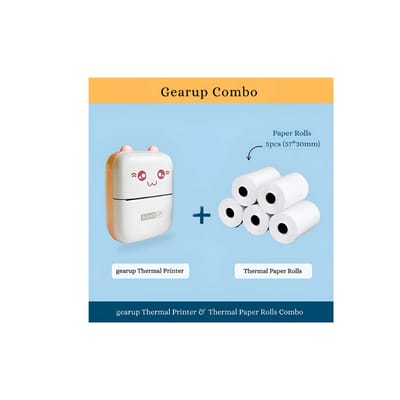 Gearup Thermal Printer & Thermal Paper Rolls Combo – Pink Color