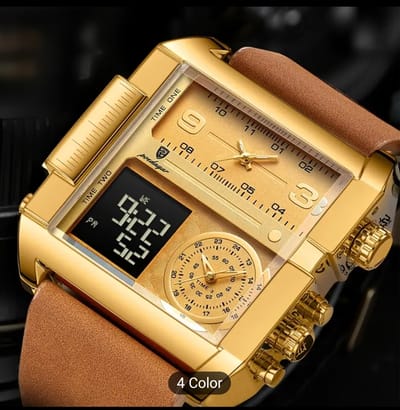 Unisex Faux Leather Trendy Quartz Watch with Luminous Alarm And Timer