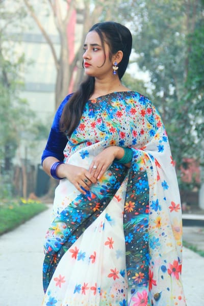 হাফ সিল্ক শাড়ী - Image 1