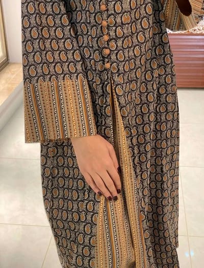 কটন গাউন প্রিমিয়াম কুর্তা থ্রি-পিস সেট - Image 3