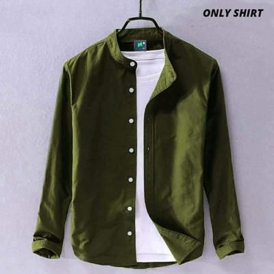 Solid Color Cotton Shirt (Only Shirt - Image 6