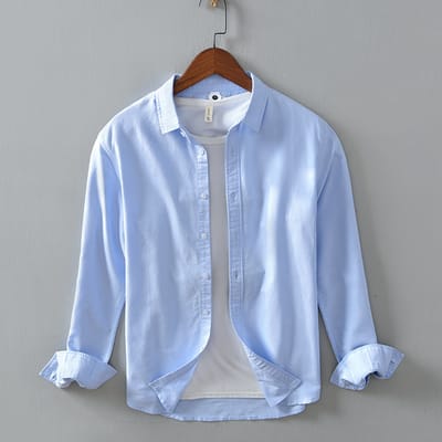 Solid Color Cotton Shirt (Only Shirt - Image 11
