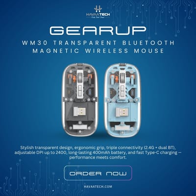 Transparent Crystal 2.4G + Bluetooth Magnetic Wireless Mouse