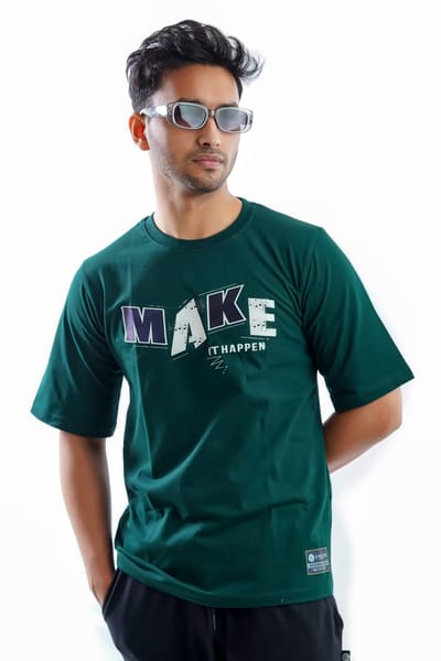 ‘MAKE IT HAPPEN’ BOTTLE GREEN LONG SLEEVE TEES