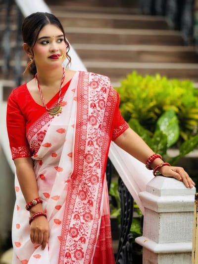 চান্দেরী সিল্ক ডিজিটাল প্রিন্ট শাড়ি - Image 1