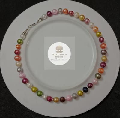 Multi colour One layer Pearl Necklace