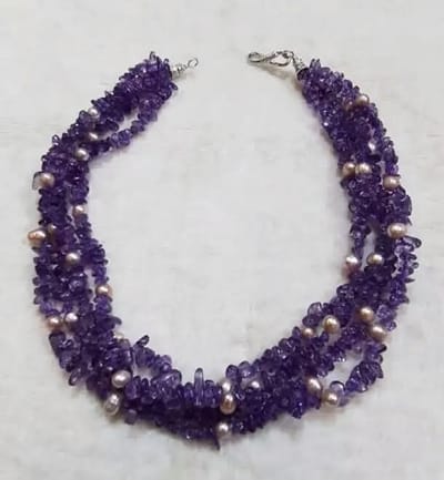 Coral stone & Pearl Combination neckpiece