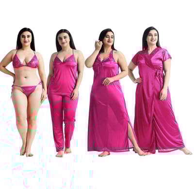 ৬-পিস প্রিমিয়াম নাইট ওয়্যার কম্বো - গাড় গোলাপী - Image 1