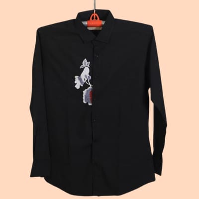 Black shirt with Embroidered Blossom