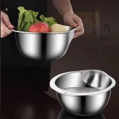 Stainless Steel Multi-Functional Rinsing Bowl