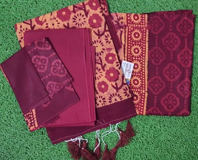 Batik Floral Print Casual Wear [Maroon]