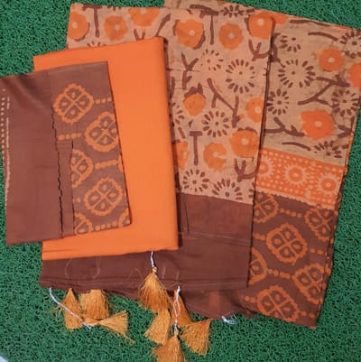 Batik Floral Print Casual Wear [Orange and Brown]