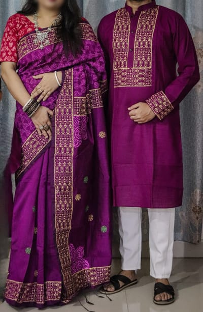 শাড়ি পাঞ্জাবি কম্বো - Image 4