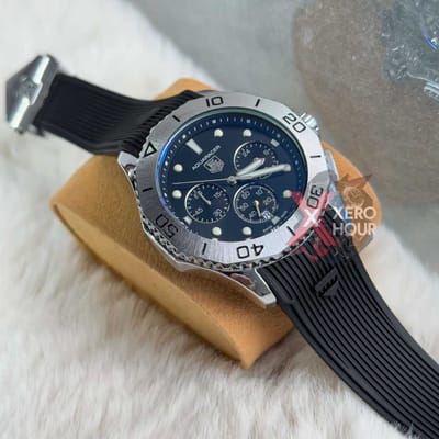 Tag heuer Aquaracer || Silicon Strap |SS Body | Black Silver