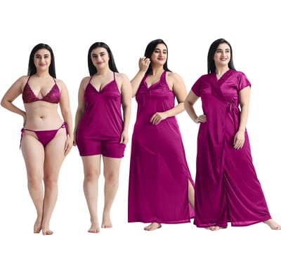 ৬-পিস নাইট ওয়্যার সেট (ম্যাজেন্টা) - Image 2