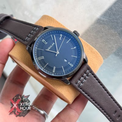 TUBULAR | AUTHENTIC LEATHER BELT | BROWN BELT | BLACK DIAL