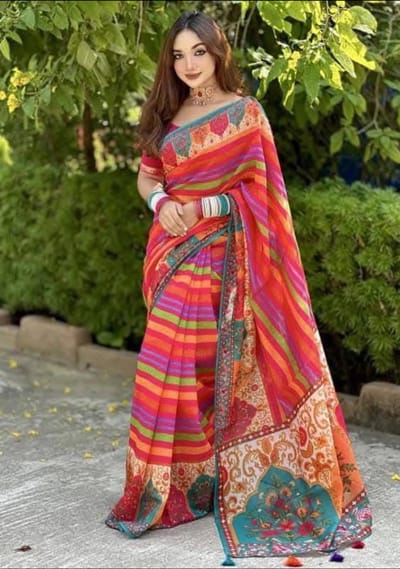 Digital Print Sharee with Blouse Piece - Image 1