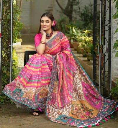 Digital Print Sharee with Blouse Piece - Image 3