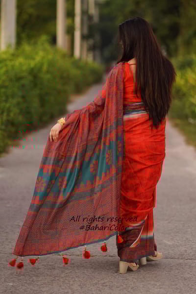 Digital Print Sharee with Blouse Piece - Image 3