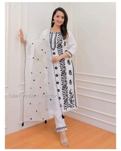 White Cotton Three Piece Set - Image 1