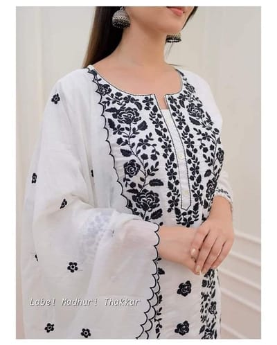 White Cotton Three Piece Set - Image 2