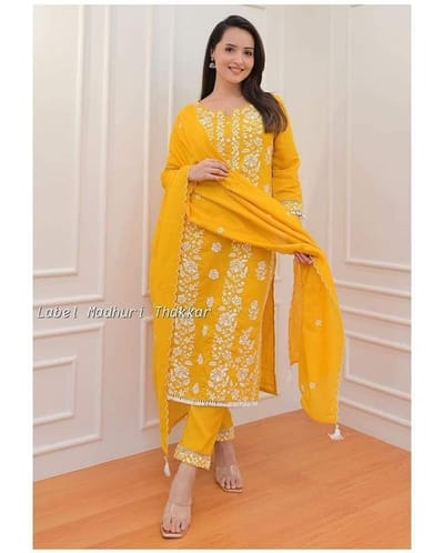 Yellow Cotton Three Piece Set - Image 1
