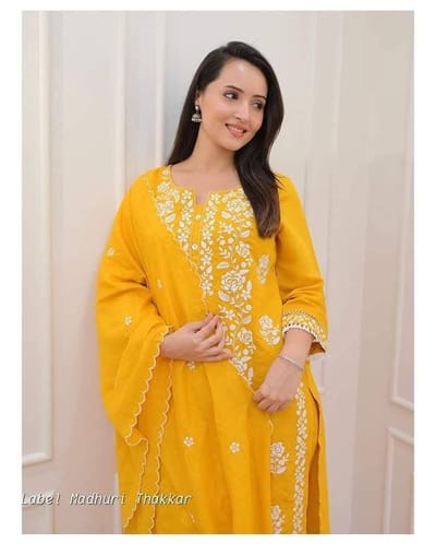 Yellow Cotton Three Piece Set - Image 2