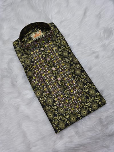 ইন্ডিয়ান কাতান এমব্রয়ডারি পাঞ্জাবি - Image 4