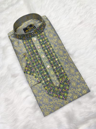 ইন্ডিয়ান কাতান এমব্রয়ডারি পাঞ্জাবি - Image 5