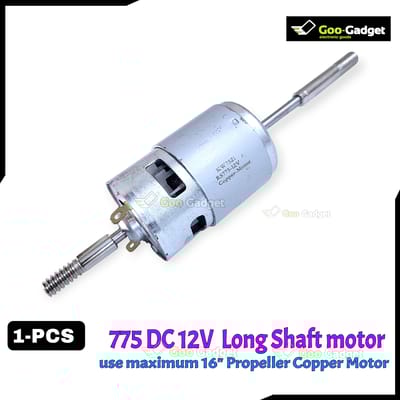 775 12V DC Fan Motor with Long Shaft & Double Threaded Coupler