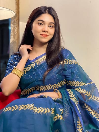 Block Print Sharee with Blouse Piece - Image 1