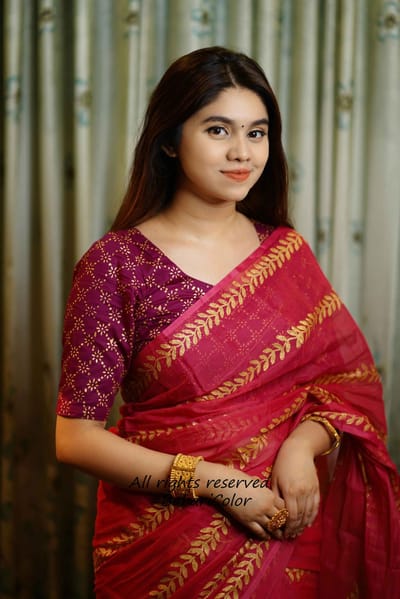 Block Print Sharee with Blouse Piece - Image 3