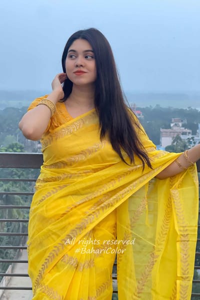 Block Print Sharee with Blouse Piece - Image 6