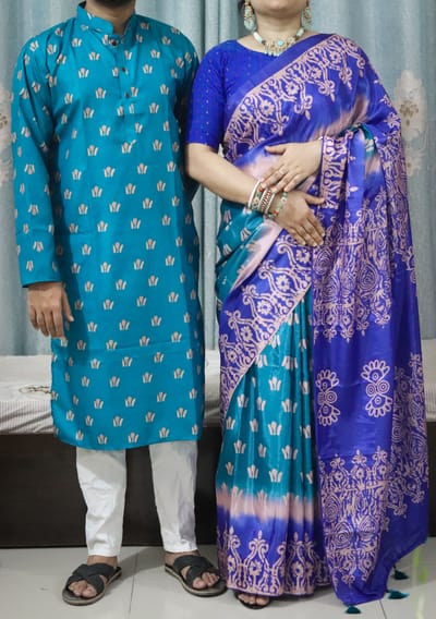 Sharee Panjabi Couple with Blouse Piece - Image 1