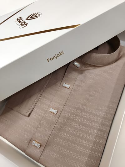 Ajwah Premium Beige Textured Panjabi