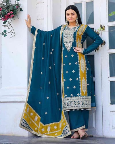 Indian Moslin Silk Georgette Embroidery Work